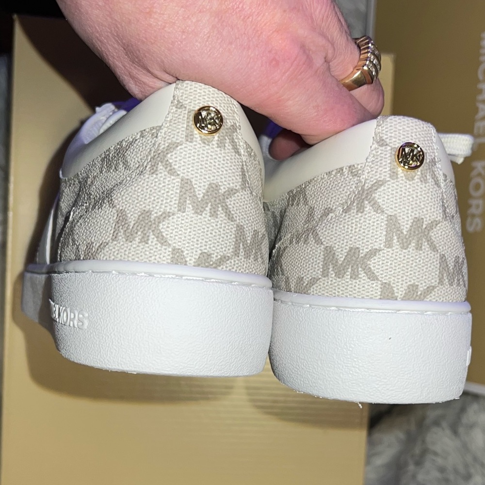 Michael Kors JUNO STRIPE LACE UP MK HERITAGE CANVAS VANILLA - Picture 5 of 8